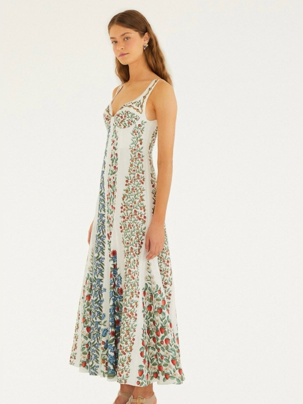 Farm Rio Fruit Beauty Off-White Cream Maxi Dress - Size M Medium (Berries) - NEW - Picture 3 of 10